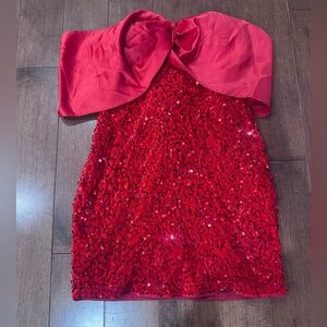 Red Sequin Off-Shoulder Dress